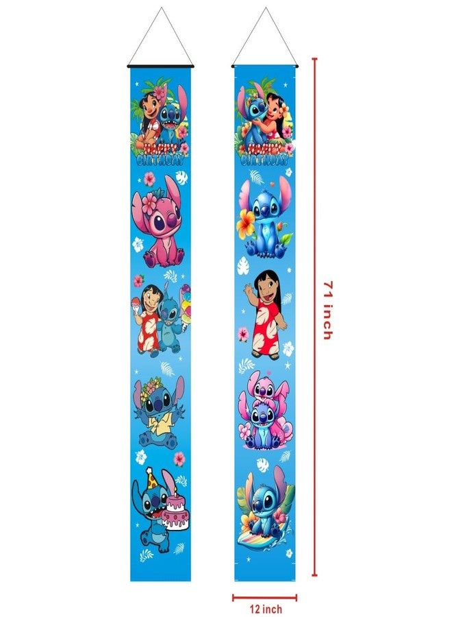 ARHAVI 2Pcs Blue Cartoon Birthday Porch Sign Door Hanging Banner Party Supplies for Kids Door Decorations - Image 2