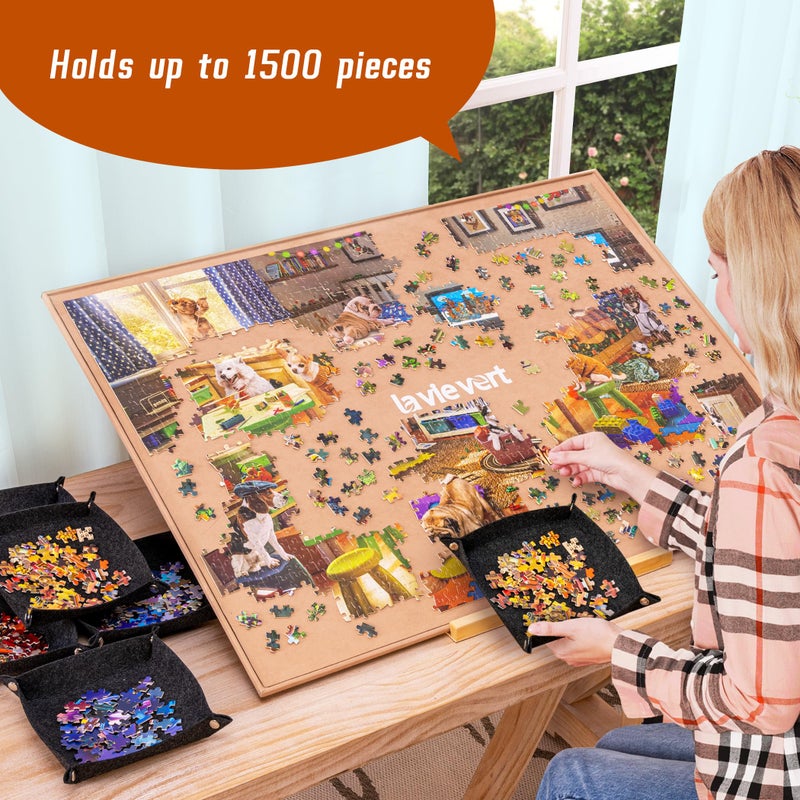 Lavievert Jigsaw Puzzle Board Portable Puzzle Saver for Puzzle Storage, Lightweight & Easy Transport, for 1500 Piece Jigsaws Puzzles (Khaki) - Image 3