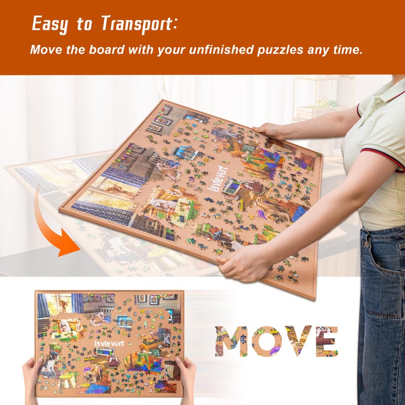 Lavievert Jigsaw Puzzle Board Portable Puzzle Saver for Puzzle Storage, Lightweight & Easy Transport, for 1500 Piece Jigsaws Puzzles (Khaki) - Image 4