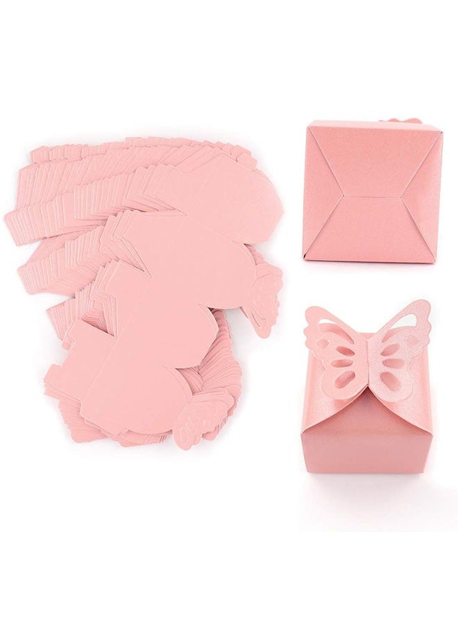 50Pcs Pink Butterfly Favor Boxes Girl Baby Shower Butterfly Candy Box Butterfly Gift Boxes for Decoration Party Wedding Birthday Small Pink - Image 2