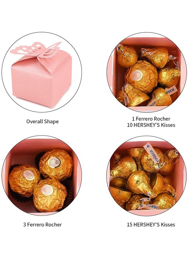 50Pcs Pink Butterfly Favor Boxes Girl Baby Shower Butterfly Candy Box Butterfly Gift Boxes for Decoration Party Wedding Birthday Small Pink - Image 3