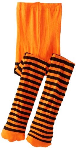 Jefferies Socks Girls 2-6X Stripe Tights, Orange/Black, 4-6 - Image 1