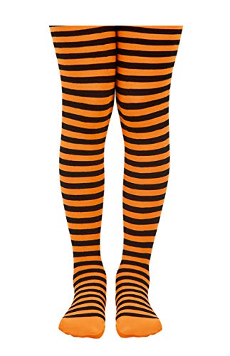 Jefferies Socks Girls 2-6X Stripe Tights, Orange/Black, 4-6 - Image 2