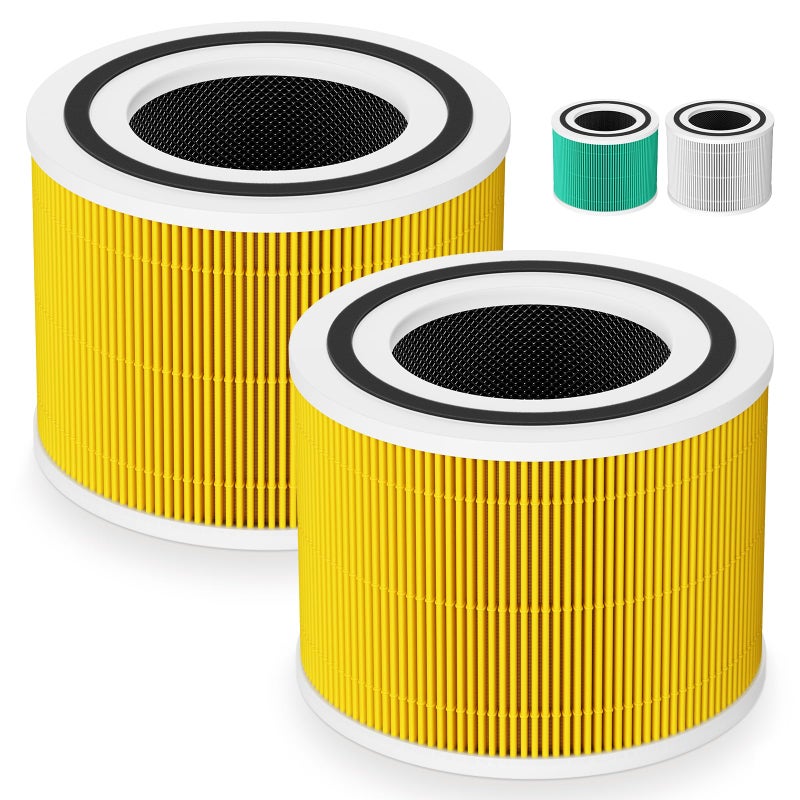 LUFFYLIVE Core 300 Replacement Filter for LEVOIT Core 300/ Core 300S/ Core 300-P/Core 300S-P/Core P350 Air Purifi-ers, 3-IN-1 HEPA Filter, Compared to Part# Core 300-RF, Yellow (2 Pack) - Image 1