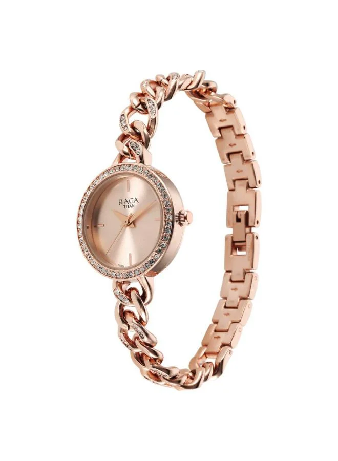 تيتان Women Analog Display Watch With Rose Gold Metal Strap - 95288WM01