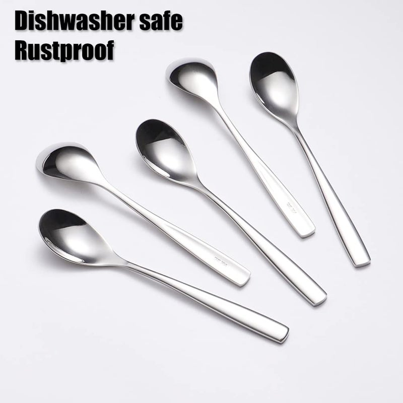 Wenkoni 6.1""Small Dessert Spoons  Yogurt Spoons Coffee Spoons Espresso Spoons Ice Cream Spoons 18/8 (Sus 304) Stainless Steel Spoons For Coffee Ice Cream Dessert Yogurt Pudding 5 Pcs Set. - Image 3