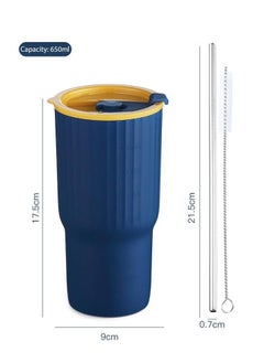 Premify Insulated 3 Tumblers Set With Lids & St. Steel Straws | Spill Proof Reusable 650ml/21oz Travel Mugs/Drinking Glasses | BPA-Free Water, Juice, Iced Coffee Cup, Smoothie, for Kids & Adults  - Image 3