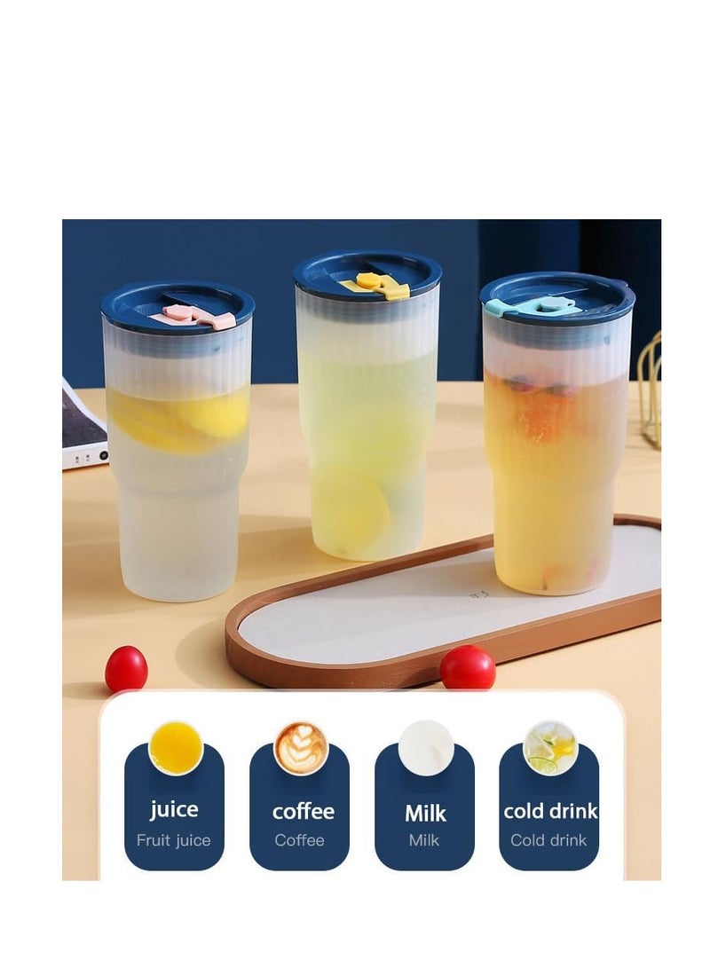 بريميفي مجموعة 3 أكواب معزولة بأغطية وقش من الفولاذ المقاوم للصدأ سعة 650 مل 21 أونصة - Image 4