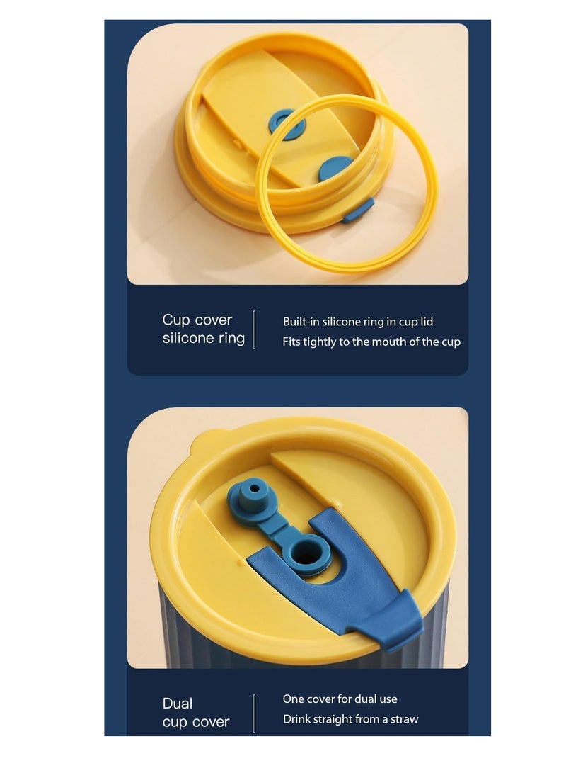 بريميفي مجموعة 3 أكواب معزولة بأغطية وقش من الفولاذ المقاوم للصدأ سعة 650 مل 21 أونصة - Image 5