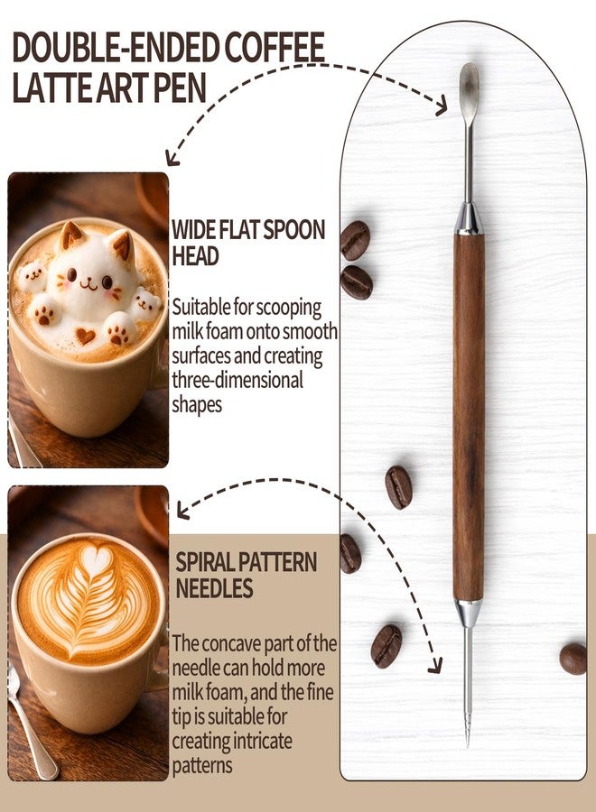 Amzlysdok 3PCS Espresso Distribution Tool, Dual-Function 6 Needles Coffee Stirrer & Latte Art Pen, Natural Wood & Stainless Steel, Perfect for Home, Office, or Café Use(Rosewood） - Image 5