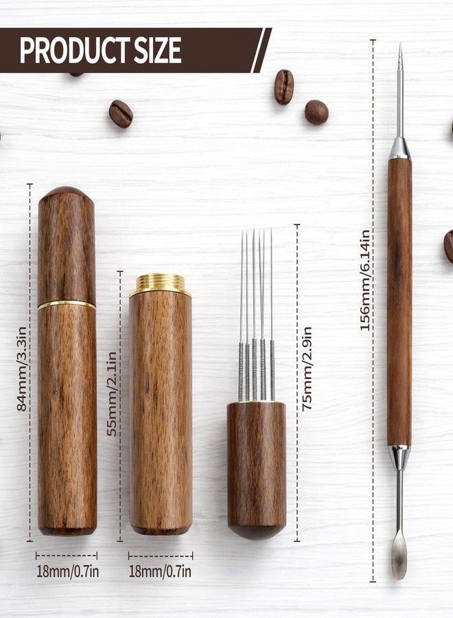 Amzlysdok 3PCS Espresso Distribution Tool, Dual-Function 6 Needles Coffee Stirrer & Latte Art Pen, Natural Wood & Stainless Steel, Perfect for Home, Office, or Café Use(Rosewood） - Image 2