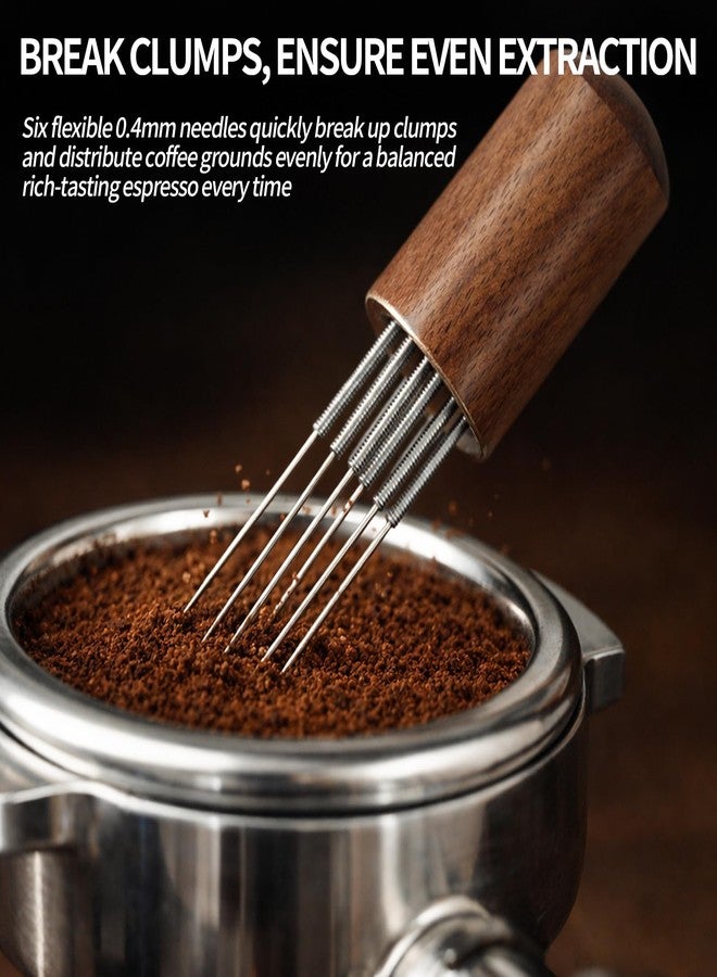 Amzlysdok 3PCS Espresso Distribution Tool, Dual-Function 6 Needles Coffee Stirrer & Latte Art Pen, Natural Wood & Stainless Steel, Perfect for Home, Office, or Café Use(Rosewood） - Image 4