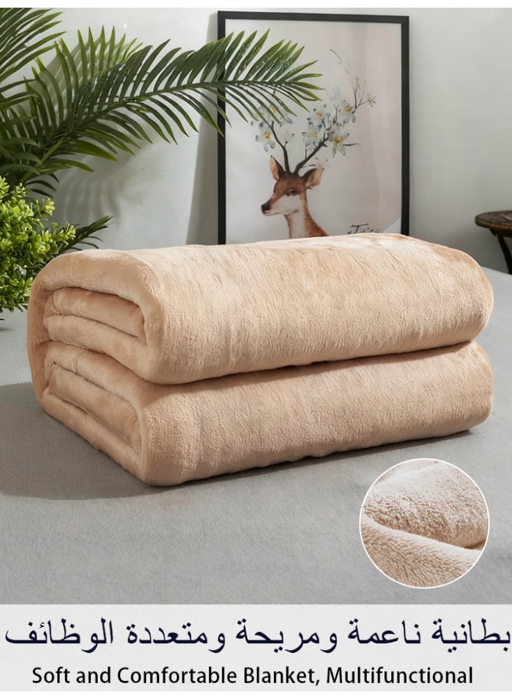 نامالو بطانية صوف فائقة النعومة، 280 جرام لكل متر مربع، مناسبة لجميع المواسم، مناسبة للسرير والأريكة، لون الكراميل - Image 1