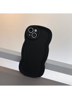 Ins Niche Wind Wave Edge IPhone16/15Pro Max Apple 14/13 Mobile Phone Case Soft Case-Color:KD Oil Injection Wavy Edge Black-Applicable Model:14 (without Packaging)