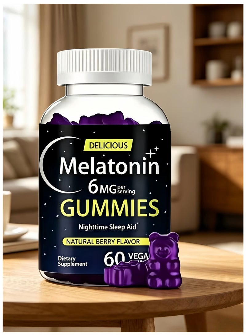 Delicious Carlyle Melatonin 6mg Gummies, 60 Count, Natural Berry Flavor, Halal Vegan Sleep Support Supplement, Nighttime Sleep Aid for Adults, No Added Sugar, Non-GMO, 60 Gummies - Image 1
