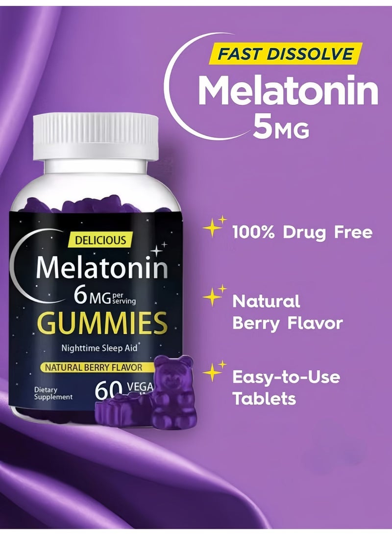 Delicious Carlyle Melatonin 6mg Gummies, 60 Count, Natural Berry Flavor, Halal Vegan Sleep Support Supplement, Nighttime Sleep Aid for Adults, No Added Sugar, Non-GMO, 60 Gummies - Image 3