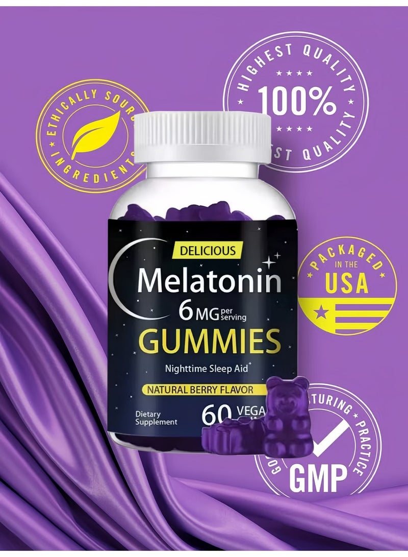 Delicious Carlyle Melatonin 6mg Gummies, 60 Count, Natural Berry Flavor, Halal Vegan Sleep Support Supplement, Nighttime Sleep Aid for Adults, No Added Sugar, Non-GMO, 60 Gummies - Image 4