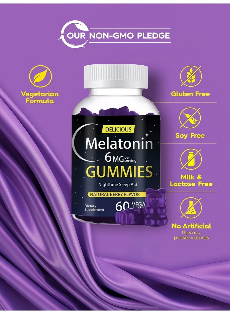 Delicious Carlyle Melatonin 6mg Gummies, 60 Count, Natural Berry Flavor, Halal Vegan Sleep Support Supplement, Nighttime Sleep Aid for Adults, No Added Sugar, Non-GMO, 60 Gummies - Image 2