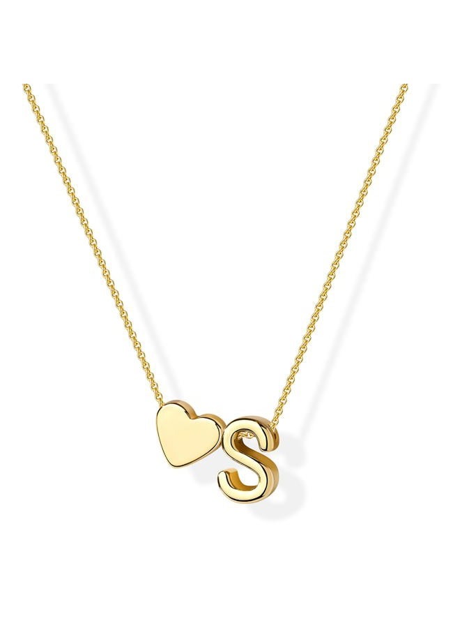 Inerney Gold Heart Initial Necklace for Women, Small, Brass, No Gemstone - Image 1