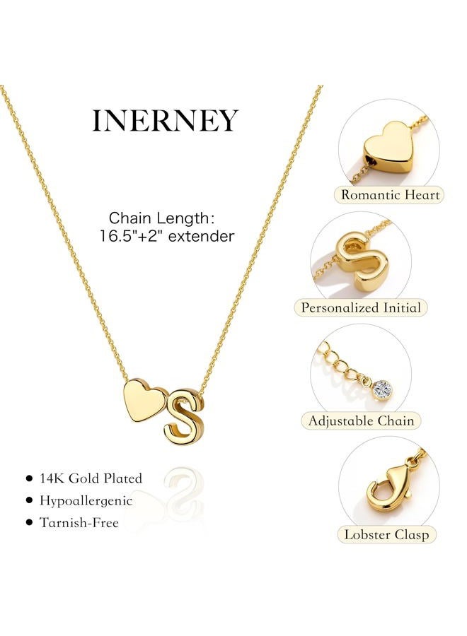 Inerney Gold Heart Initial Necklace for Women, Small, Brass, No Gemstone - Image 5