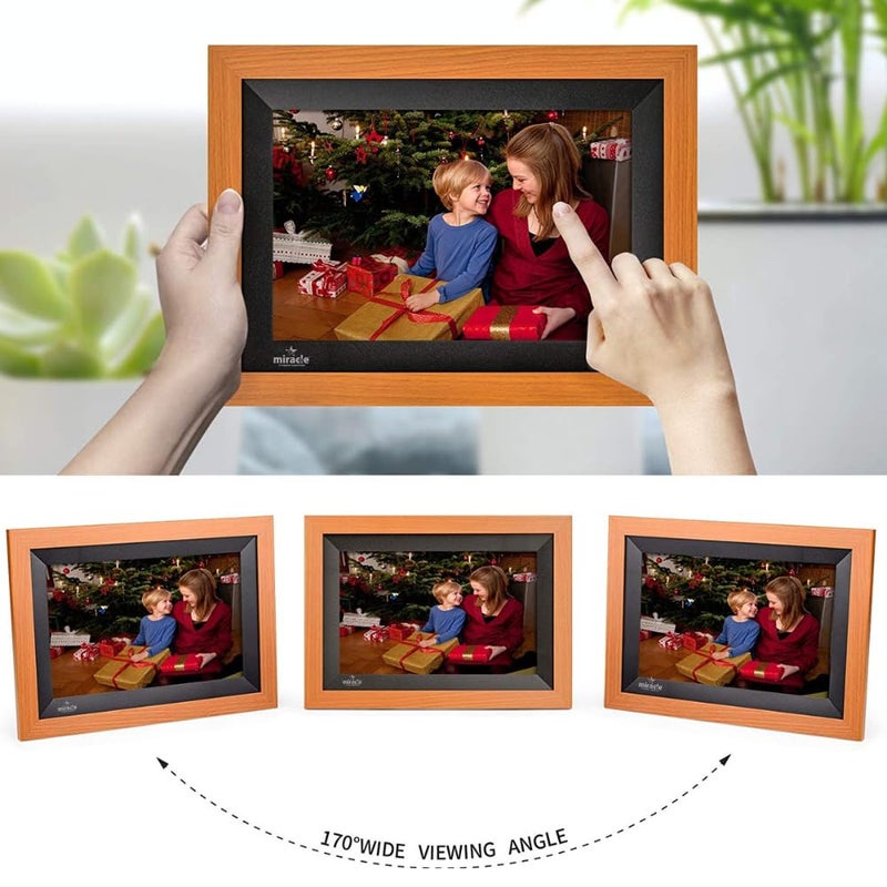 miracle digital Frameo 10.1 Inch WiFi Digital Picture Frame, 1280x800 HD IPS Touch Screen Photo Frame Electronic, 32GB Memory, Auto-Rotate, Wall Mountable, Share Photos/Videos Instantly via Frameo App from Anywhere - Image 4