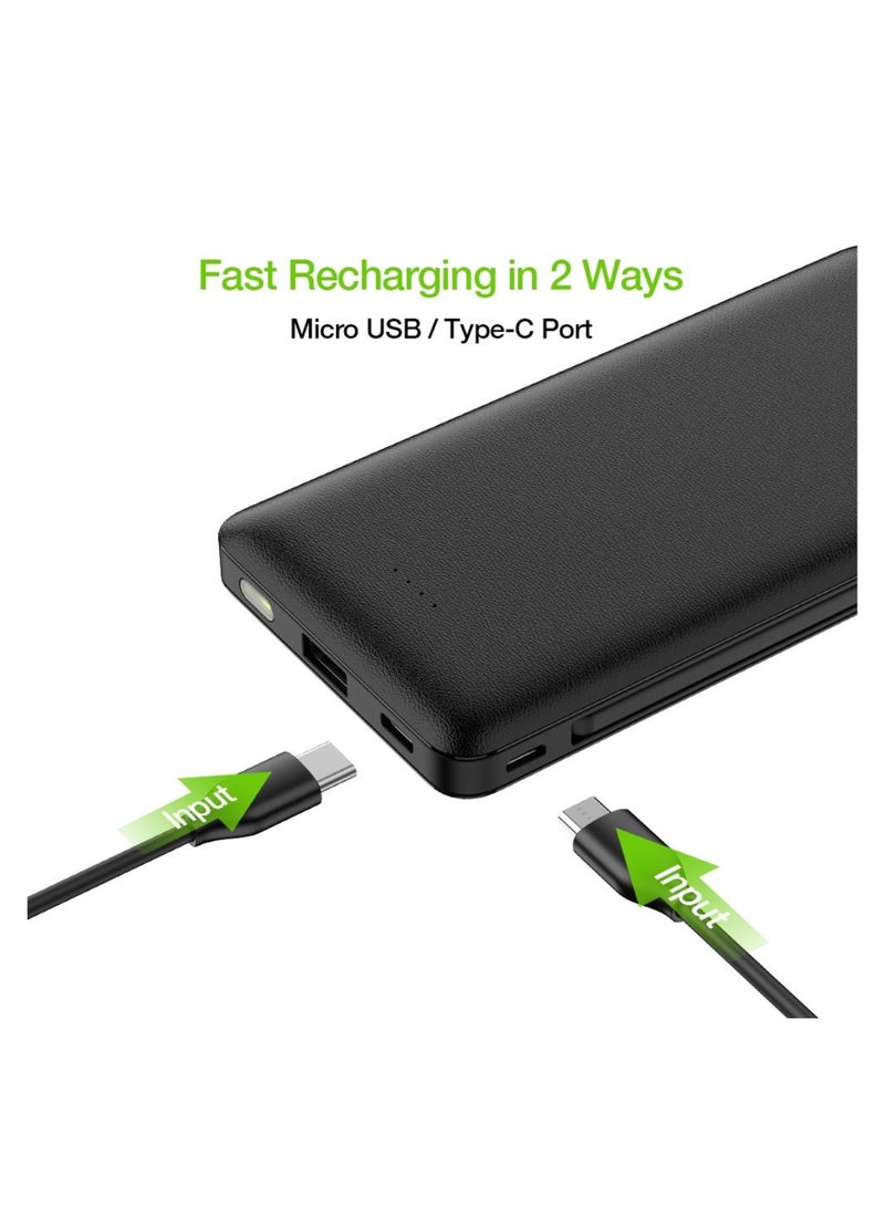 فيجير باور بانك محمول نحيف VEGER 10000 مللي أمبير / ساعة شحن سريع مع مصباح يدوي ثلاثة مخرجات شاحن محمول مزدوج الإدخال مع كابلات مدمجة - Image 3