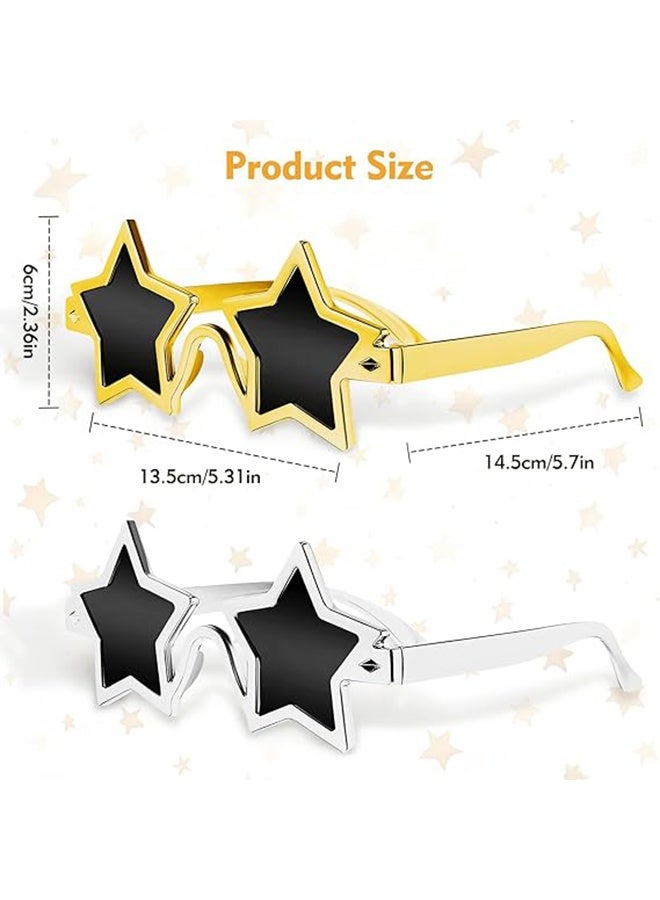 2Pcs Star Shaped Sunglasses, Pentagram Party Glasses for Kids Adults, Fashion Photo Booth Props (Gold and Silver) - Image 2