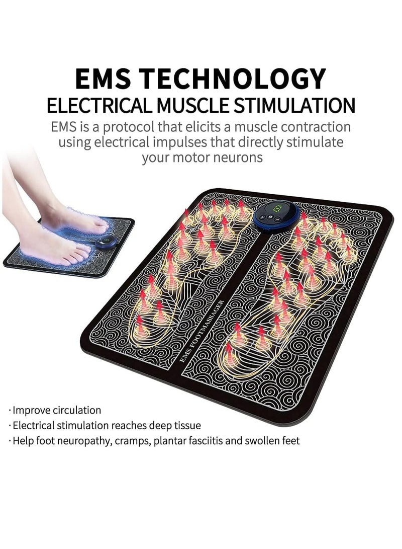 EMS Leg Reshaping Foot Massager - Full Automatic Massage Foot Circulation Massager Machine 9 Intensity Levels,Folding Portable Muscle Stimulatior Massage Mat with USB Rechargeable - Image 5
