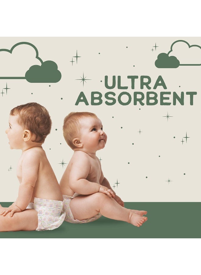 Happy Little Camper Ultra-Absorbent Hypoallergenic Natural Disposable Baby Diapers, Chlorine-Free Protection for Sensitive Skin, Junior, Size 6, 17 Count