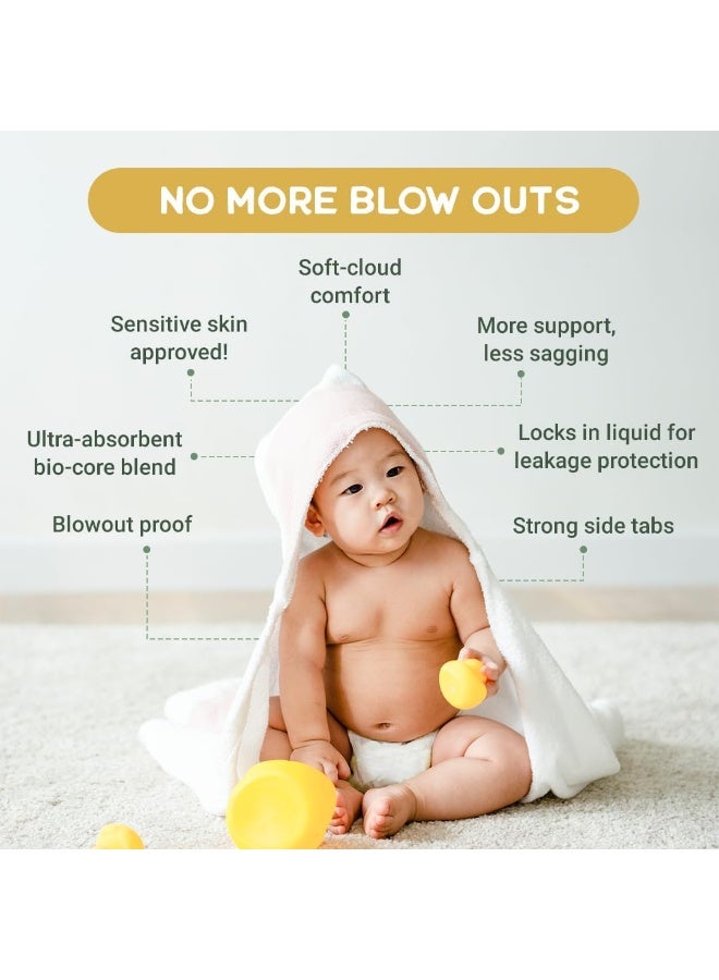 Happy Little Camper Ultra-Absorbent Hypoallergenic Natural Disposable Baby Diapers, Chlorine-Free Protection for Sensitive Skin, Junior, Size 6, 17 Count