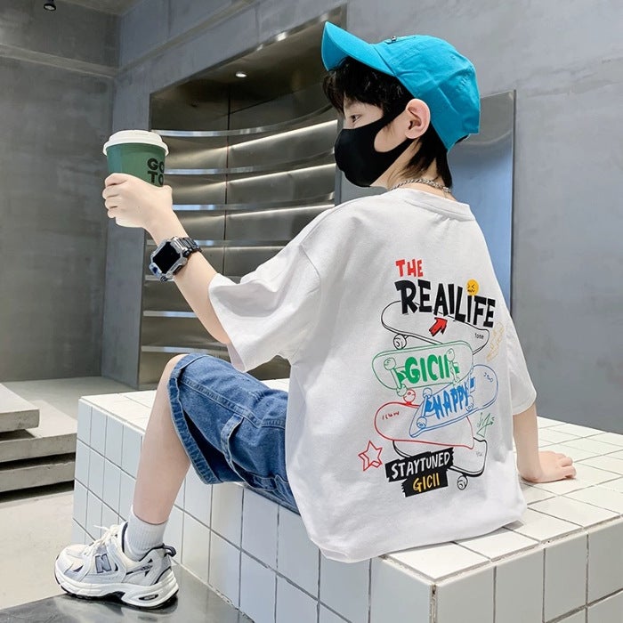 Boys' Short-Sleeved T-Shirt 2026 Style Baby Pure Cotton Half-Sleeved Korean Style Children'S Cartoon Top Trendy - Image 1