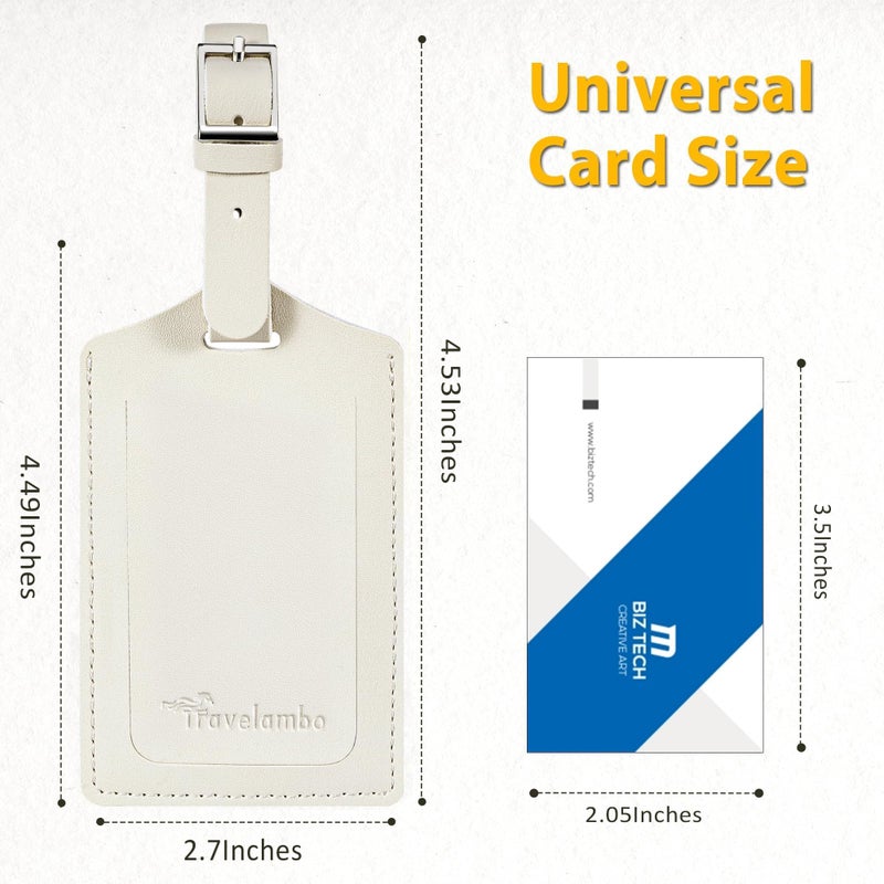 Travelambo Travelambo 8 Pack Luggage Tags Faux Leather for Suitcases Travel Bag Labels with Protection Cover ID (Ivory)  - Image 2