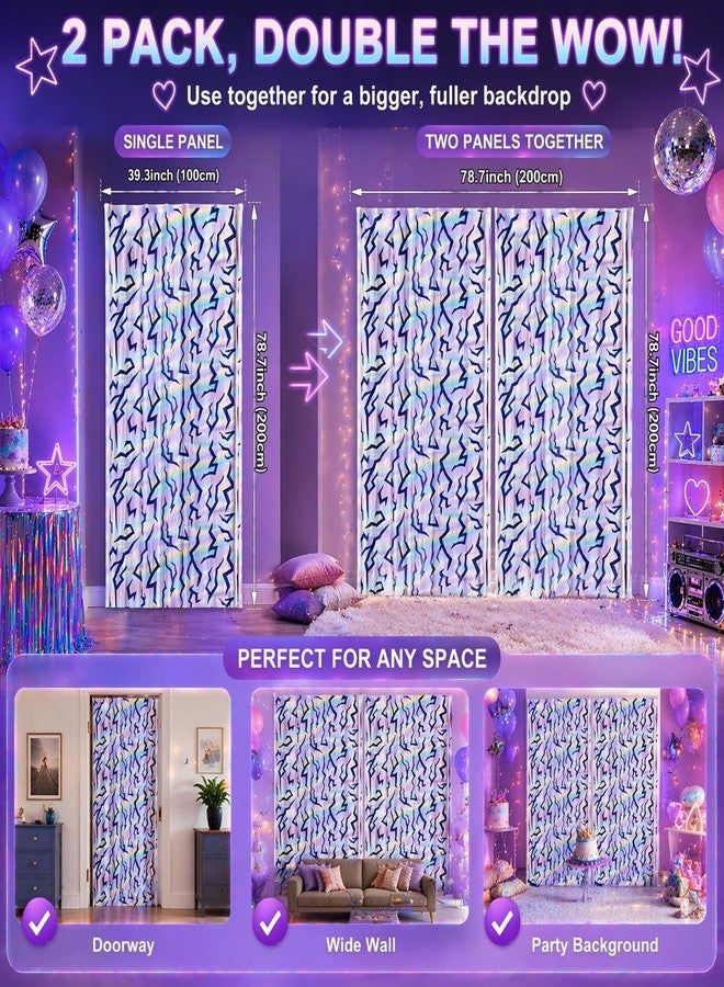 Fleudarnty Kpop Birthday Decorations Iridescent Tinsel Curtain 2PCS, 39 x 79 Inches Metallic Foil Fringe Backdrop, Korean Pop Party Decorations Photo Booth Background for Kpop Theme Birthday Party - Image 2