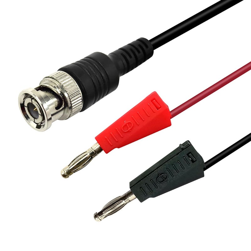 Amadget Coaxial Cable BNC Male to Dual Banana Plug Test Lead for Oscilloscope - Image 2