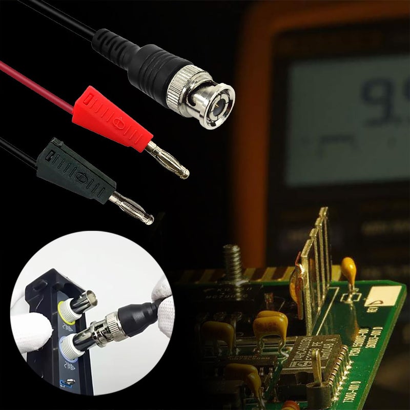 Amadget Coaxial Cable BNC Male to Dual Banana Plug Test Lead for Oscilloscope - Image 3