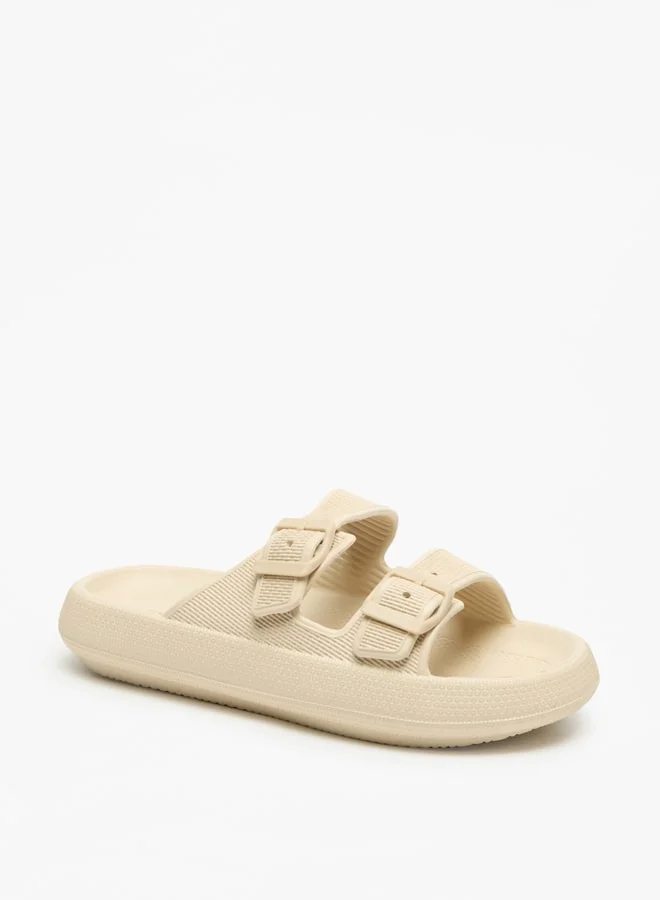 فلورا بيلا من شو إكسبرس Textured Slip-On Sandal with Buckle Detail