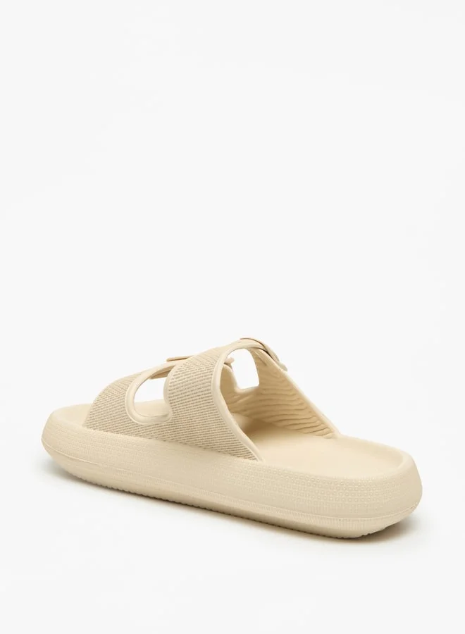 فلورا بيلا من شو إكسبرس Textured Slip-On Sandal with Buckle Detail