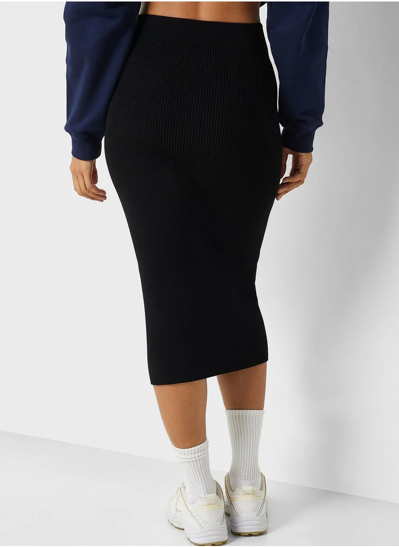 LACOSTE High Waist Knitted Skirt