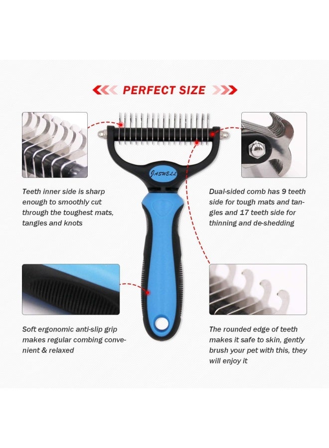 Premify Cat Brush | Dematting Comb For Dog And Cat,Pet Grooming Rake And Brushes For Small, Cat Comb, Medium & Large, Cats/Dogs 17+9 Double Sided Deshedding Tool Removes Knots And Tangled Hair  - Image 3