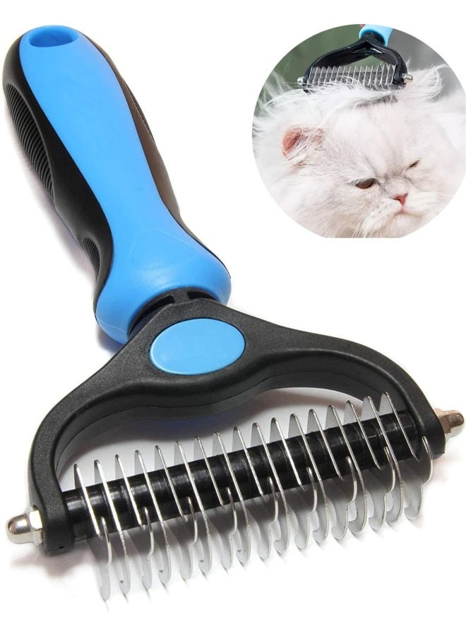 Premify Cat Brush | Dematting Comb For Dog And Cat,Pet Grooming Rake And Brushes For Small, Cat Comb, Medium & Large, Cats/Dogs 17+9 Double Sided Deshedding Tool Removes Knots And Tangled Hair  - Image 1