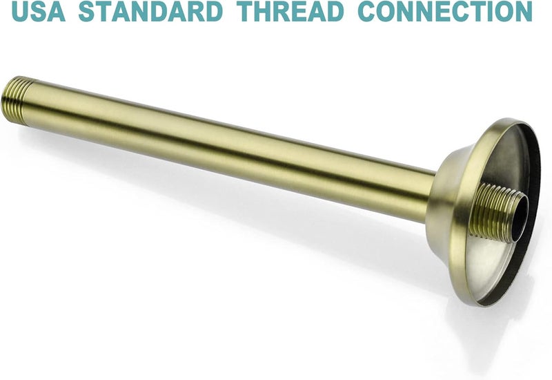 Bestill 8 Inch Ceiling Mount Rain Shower Head Arm and Flange, Brushed Gold - Image 5