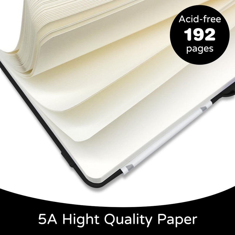 LEAGIM Blank Journal Notebook, A5, 192 Pages 100 GSM Thick Sketch Book for Women Men, Hardcover Leather Unlined Journaling for Work, Notebooks for Writing, 5.8 inches x 8.5 inches (Black) - Image 2