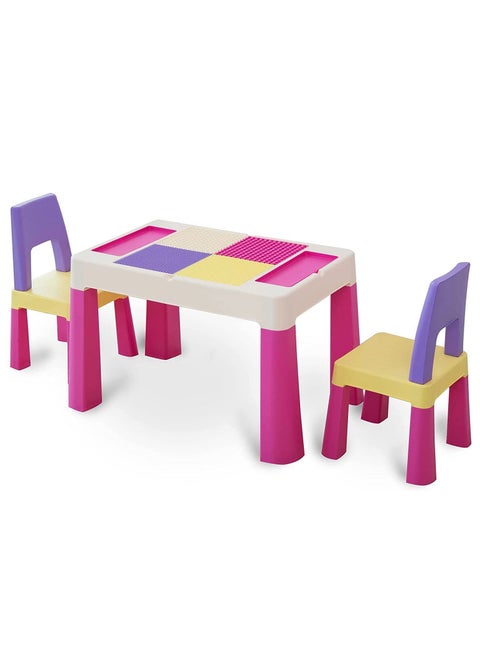 5-IN-1 Kids Building Block Lego Compatible Table and 2 Chair Set Multi Activity
