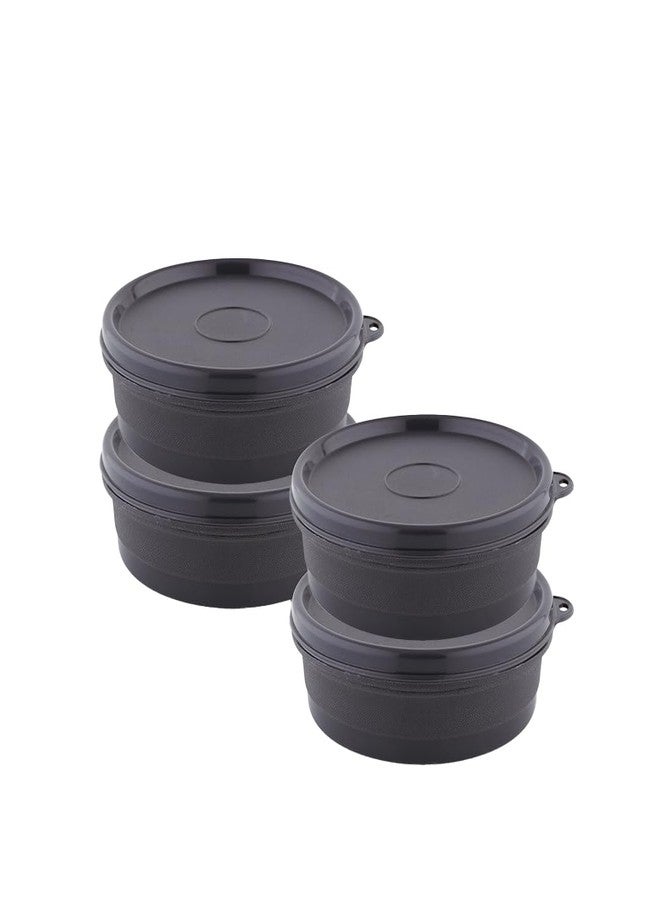 ATTRO Set of 4 Micron Stainless Steel Double Wall Storage Containers Airtight & Leak Proof Containers for Office Use, School, Picnic, 270ml -Black - Image 1
