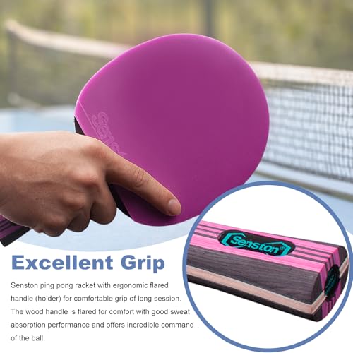 Senston Ping Pong Paddles /5-Ply Premium Table Tennis Paddle, Ideal for Entertainment or Competition - Ping Pong Paddle Set with Balls - Image 4