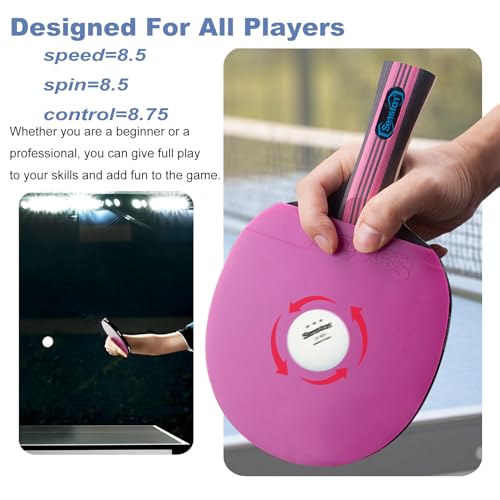Senston Ping Pong Paddles /5-Ply Premium Table Tennis Paddle, Ideal for Entertainment or Competition - Ping Pong Paddle Set with Balls - Image 3