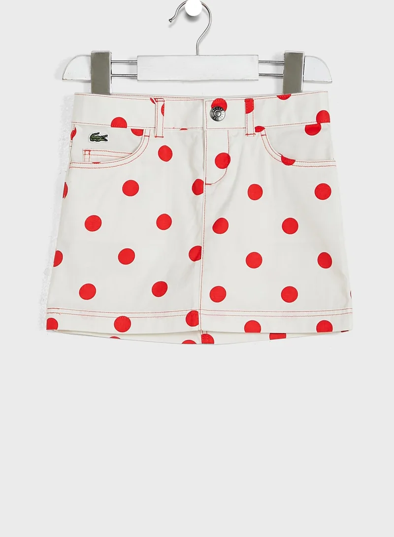 LACOSTE Kids Polka Dot Print Straight Midi Skirts