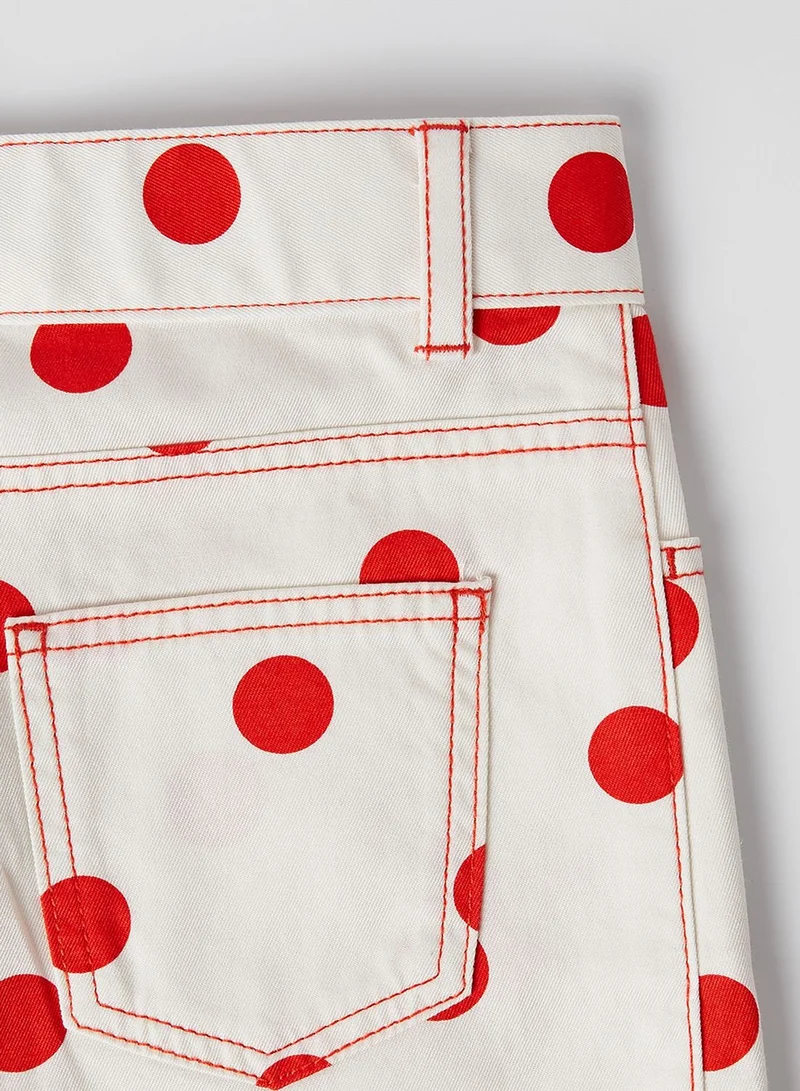 LACOSTE Kids Polka Dot Print Straight Midi Skirts
