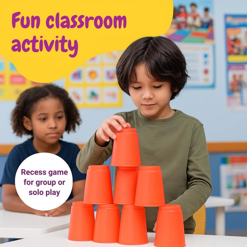 Gamie Stacking Cups Game for Kids - Set Includes 24 Cups, 18 Fun Challenging Cards, and Water Timer - Family Games for Kids and Adults, Indoor Recess Game for Classroom, Gifts for Boys and Girls - Image 2