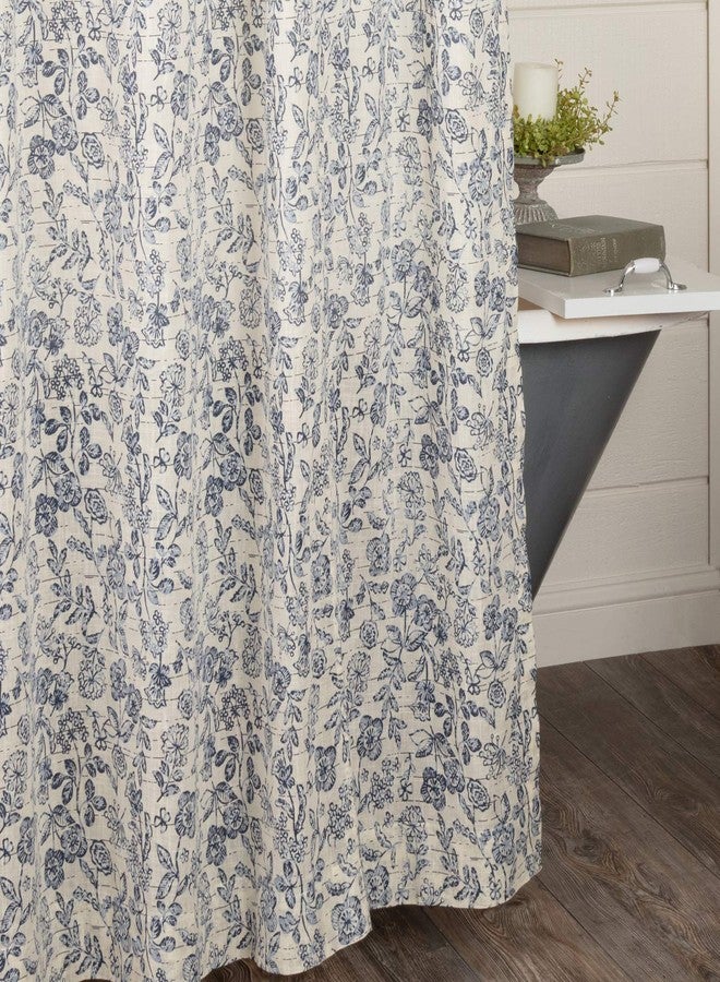 Piper Classics Doylestown Blue Floral Shower Curtain, 72" x 72", Blue & Cream Flower Print, Country Cottage, Vintage Farmhouse Bathroom Décor, Bath Curtain - Image 2